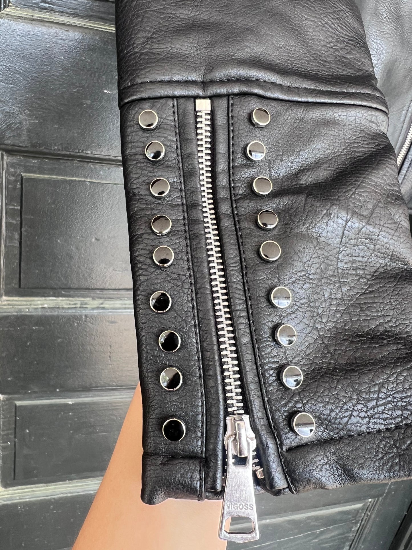 Studded Leather Jacket - SMALL