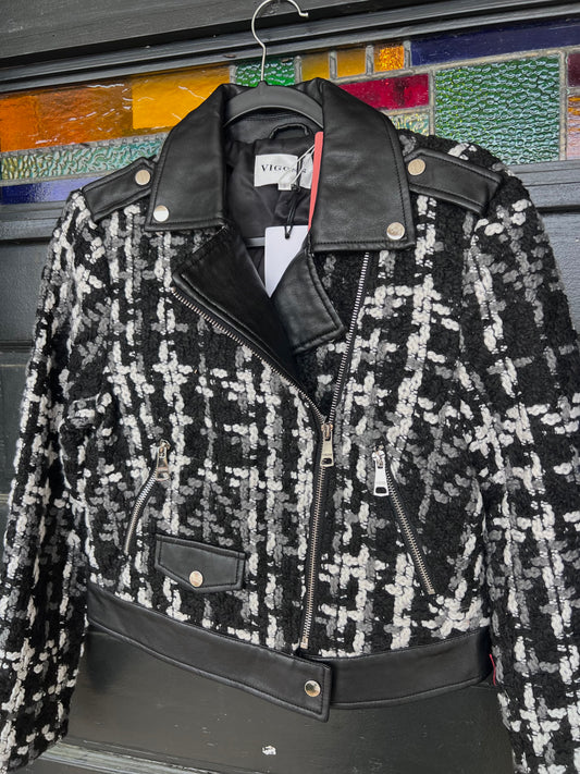 Vigoss Knit Jacket W Leather Detail - SMALL